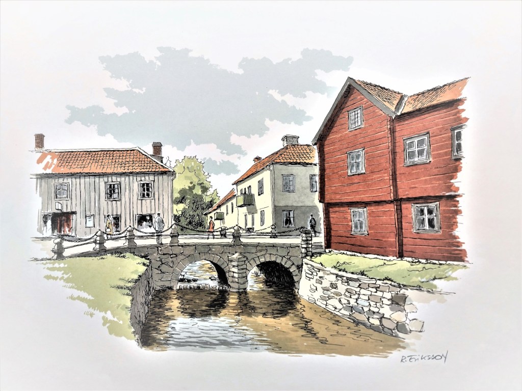 Eksjö - Trästaden och bron vid torget där Norra Storgatan och Arendt Byggmästares Gata möts.