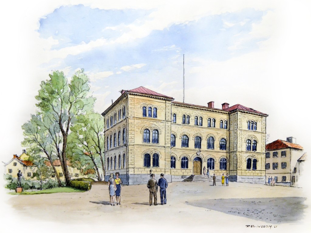 Nyköping - Nicoliaskolan 1961_Akvarell