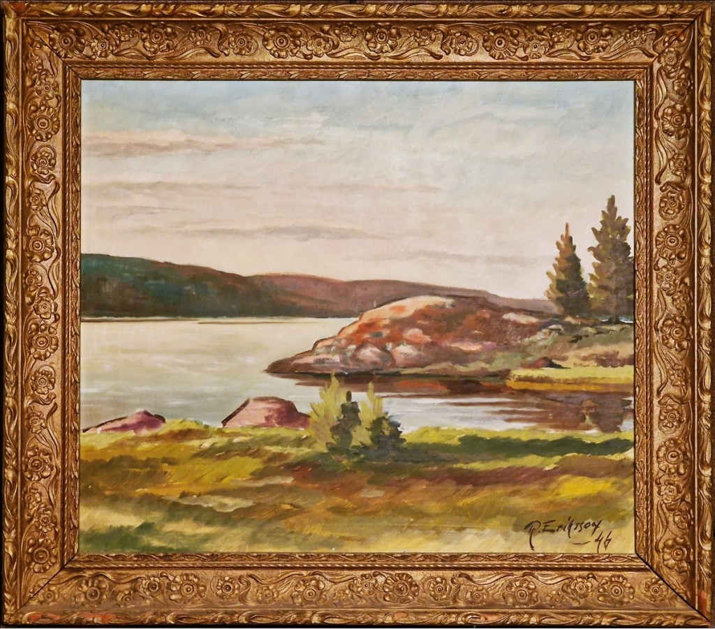 Olja - 1946. Gåva från syssling Kaj_65x58 cm med ram.