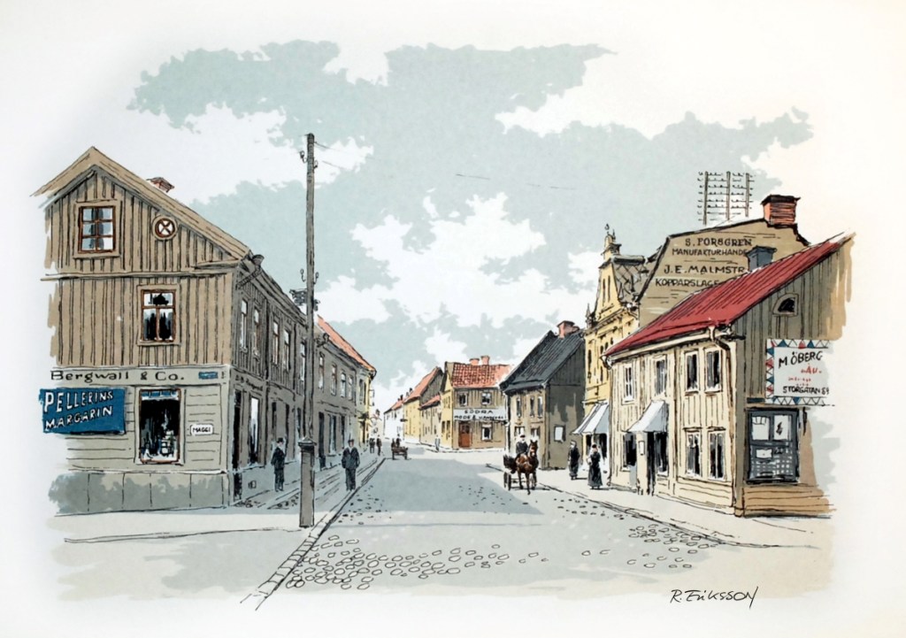 Örebro - Drottninggatan mot söder från Rudbecksgatan