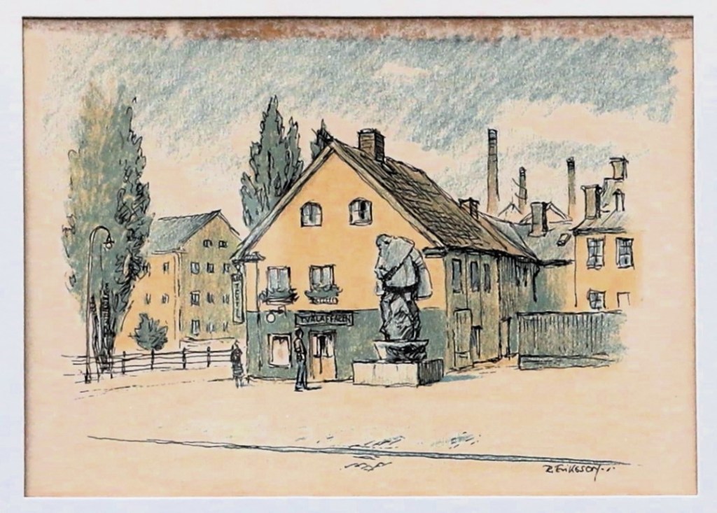 Norrköping - "Tvåljockes" Gamla torget_Ev 1961 - 1 av 7 litografier på Auctionet 2023-08-02.