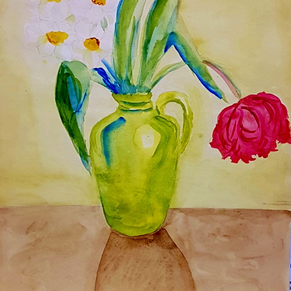 Farmor Ada - Blomvas från ritblock - AE - 1953