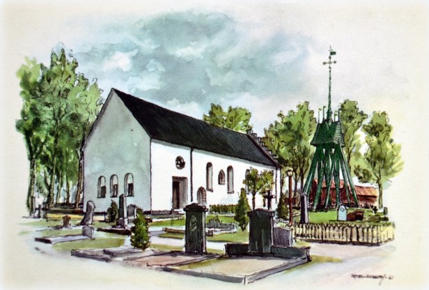 Malmköping (Vykort 1961) - Lilla Marma Kyrka.