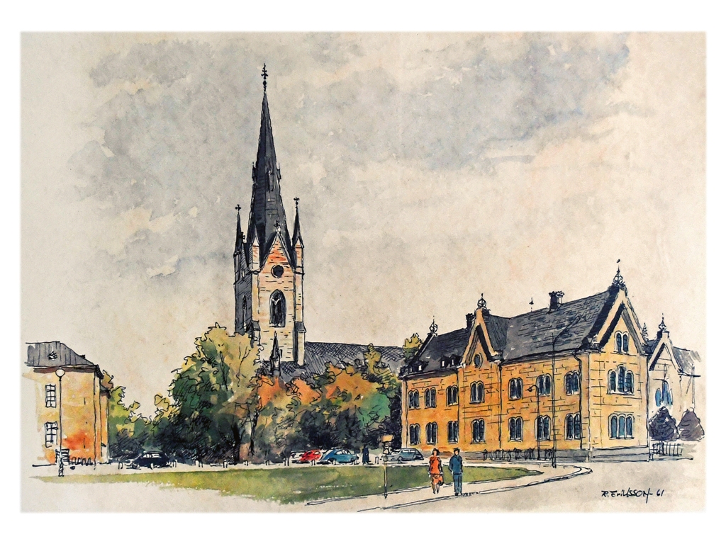 Linköping - Domkyrkan och Stadshuset, 1961. Bidrag från besökare. Tack Roger.