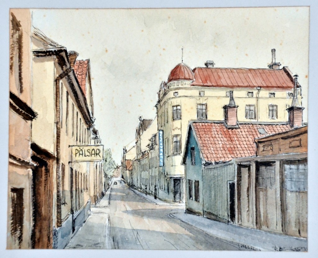 Norrköping - Tunnbindaregatan, norrut. Restaurang Nordstjärnan i hörnet vid Vattengatan. Tack för bidraget Alva.