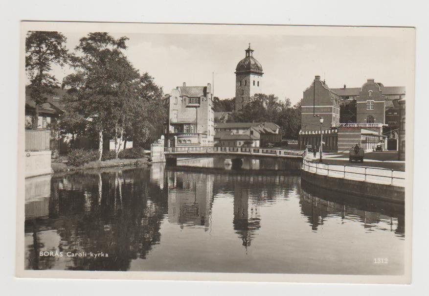 Borås - Caroli kyrka - Gammal bild, lånad från Tradera.
