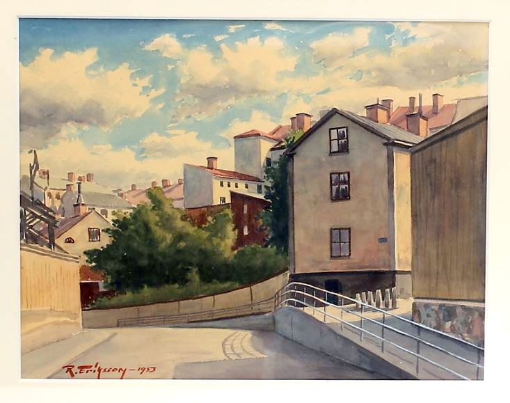 Norrköping - Akvarell_Kvarngatan_1953