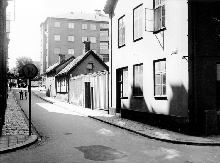 Norrköping - Norra Olai Kyrkogata, åt söder. Foto, okänt årtal (50-talet?)