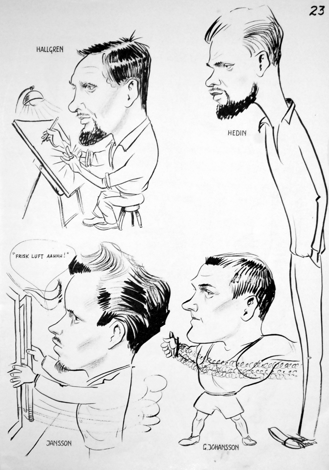 Karikatyr - Utdrag ur tidning "Focus" från Tekniska skolan i Katrineholm