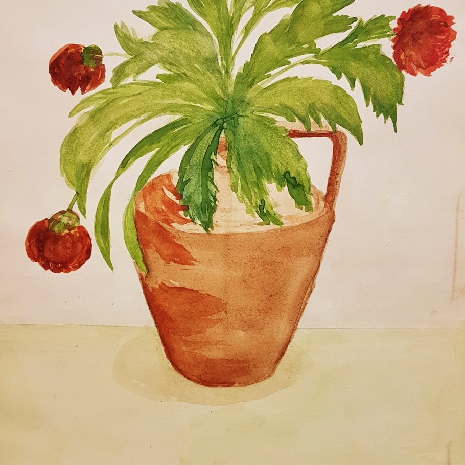 Farmor Ada - Blommor från ritblock - AE - 1952