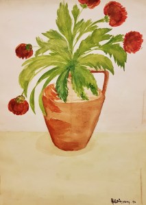 Farmor Ada - Blommor från ritblock - AE - 1952