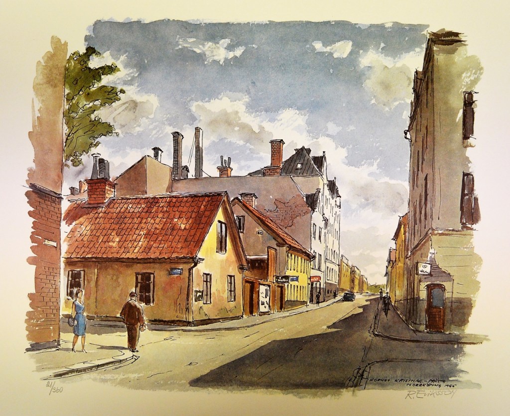 Norrköping - Gredelin - Hörnet Kristinagatan / Prästgatan, 1955.