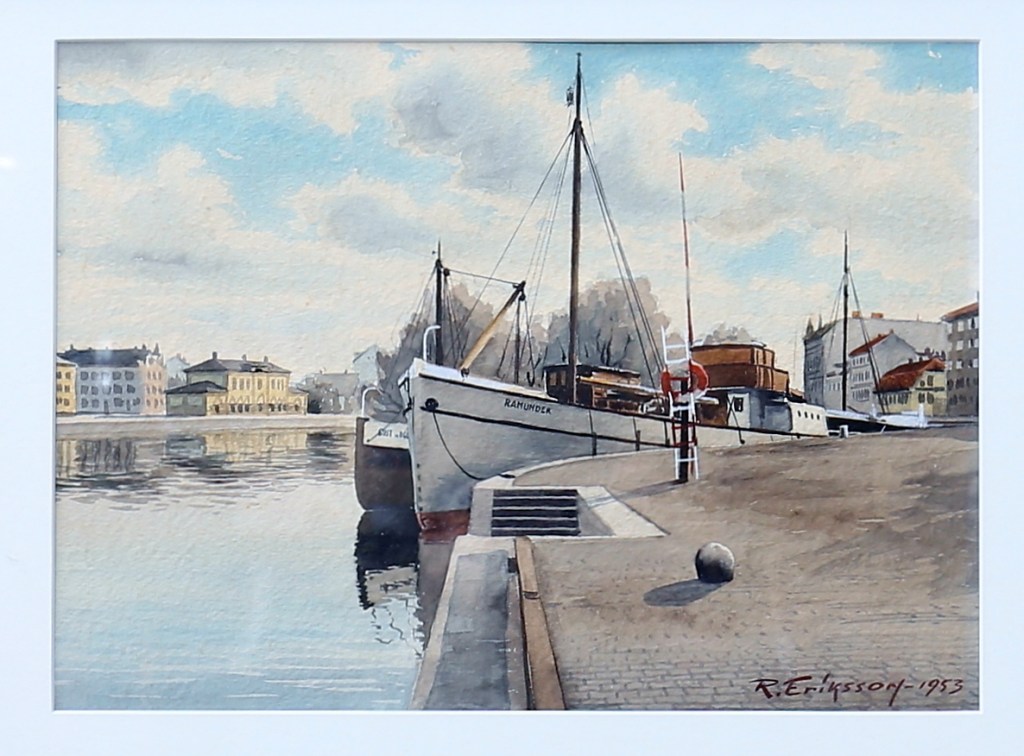 Norrköping - Strömsholmen. Akvarell, 1953. Bild från Auctionet. Jag ropade in den 170423 och den är nu i min ägo :)