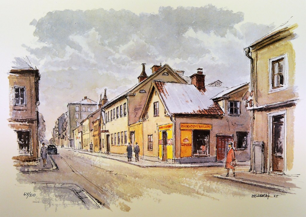 Norrköping - Gredelin - Radiocentralen - Knäppingsborgsgatan/Generalsgatan, kv Skeppet. Knäppingsborgsgatan är gatan som går bortåt i bilden och Generalsgatan går på tvärs.