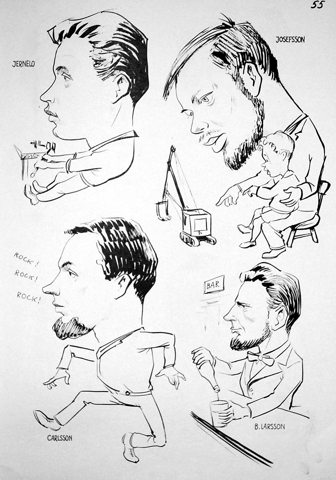 Karikatyr - Utdrag ur tidning "Focus" från Tekniska skolan i Katrineholm