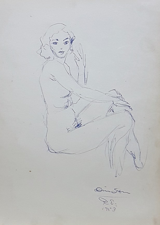 Rolf - Pappas skiss i farmor Adas ritblock - 1953