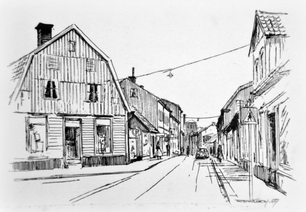 Norrköping (Vykort 1959) - Västgötebacken, från Skvallertorget (Lilla Troget)