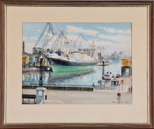 Norrköping - Hamnen och Hamnbron 1959. EJ inropad.