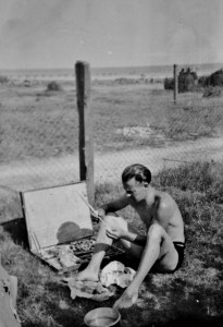 Pappa -Rengöring av penslar ...