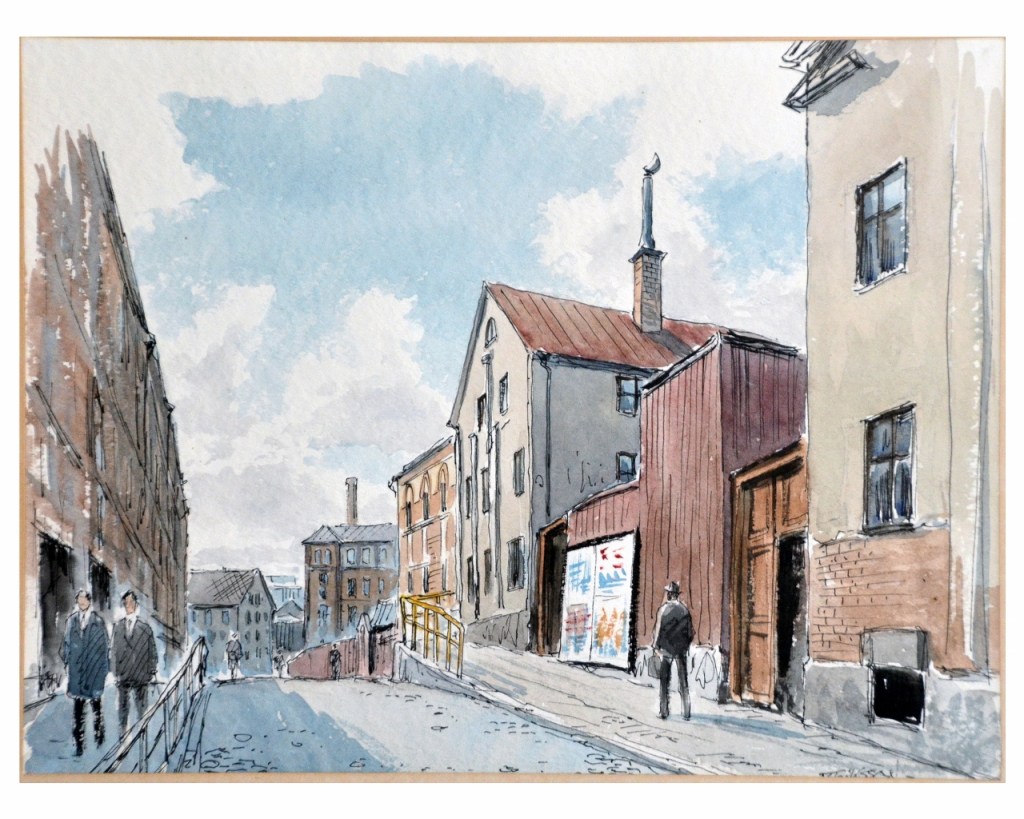 Norrköping - Akvarell -Garvaregatan