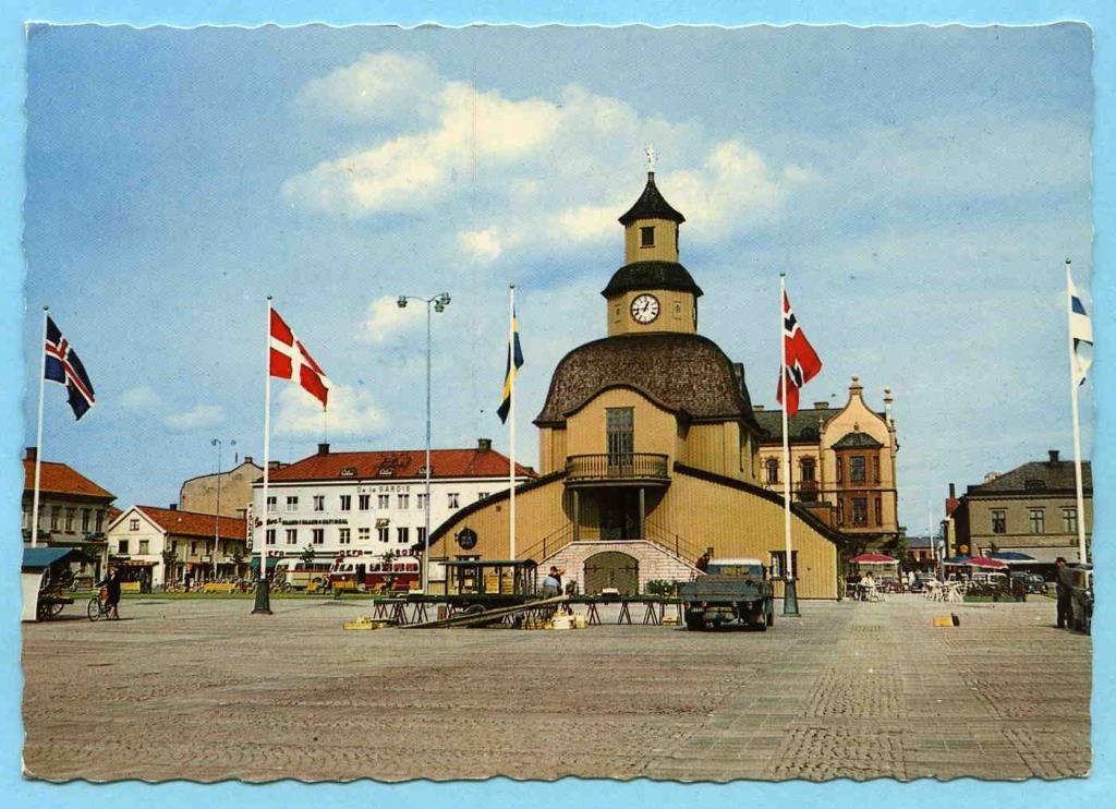 Likdöping - Gamla rådhuset. Bild: Vykort från Tradera.