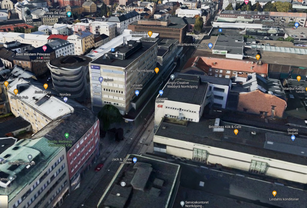 Norrköping - Drottninggatan / Sankt Persgatan_3D Google Maps 2023