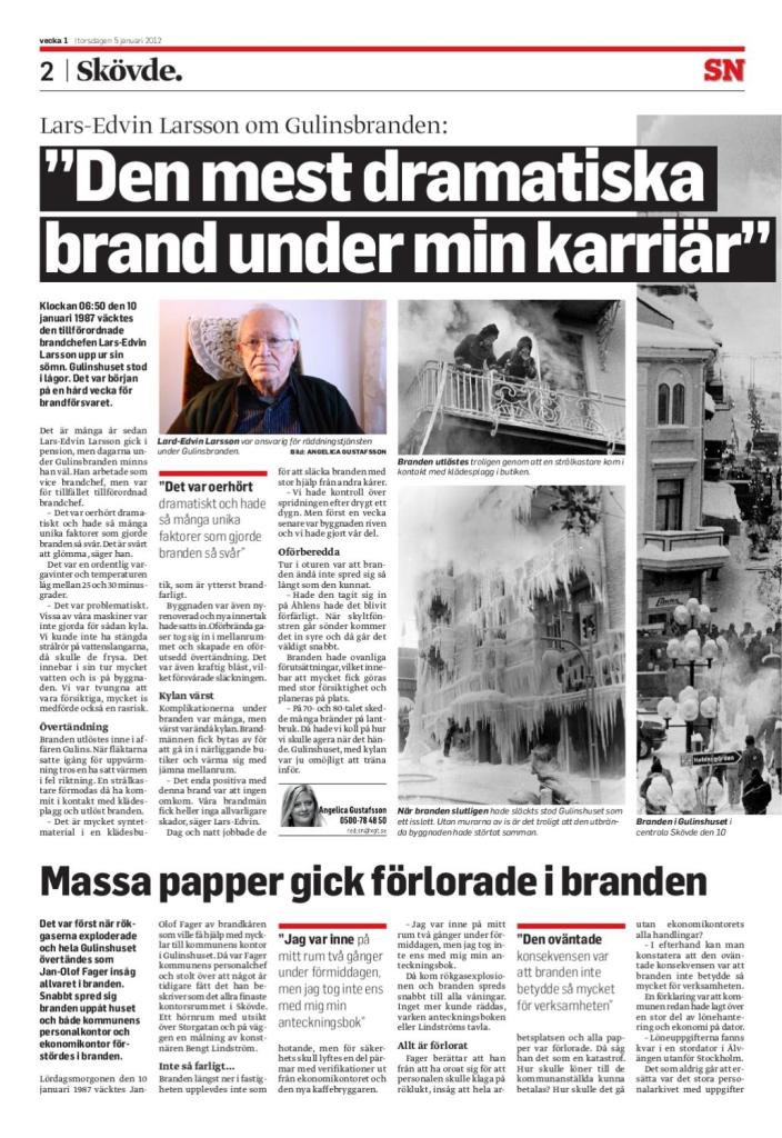 Skövde och Gulinshuset som brann.