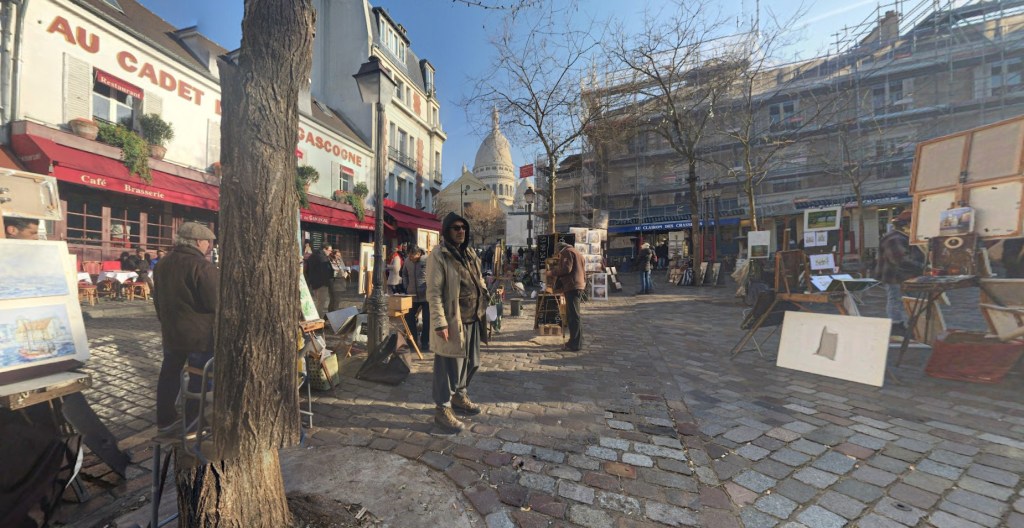 En bild från en av alla konstnärsmarknader på torget, hämtad från Google Maps.