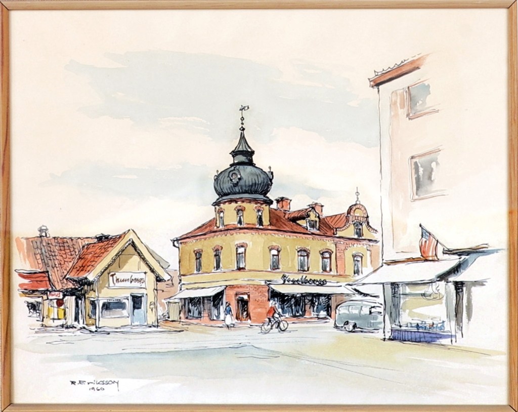 Ljungby - Fogelbergska huset 1960. Bild från Auctionet 2024-02-14