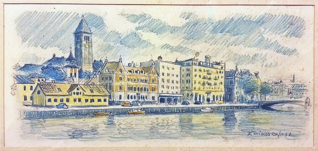 Norrköping - Litografi 1962 - Bild från besökare 2025-02-02_Rådhuset o Grand Hotell