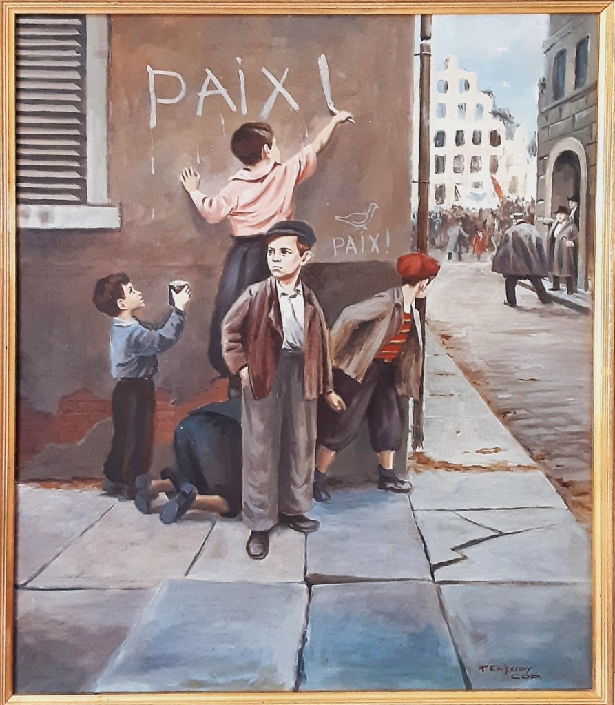 Olja - "För fred". Bidrag 2025-06-05. Gissningsvis från 50-talet. Tack för ditt bidrag Annica.